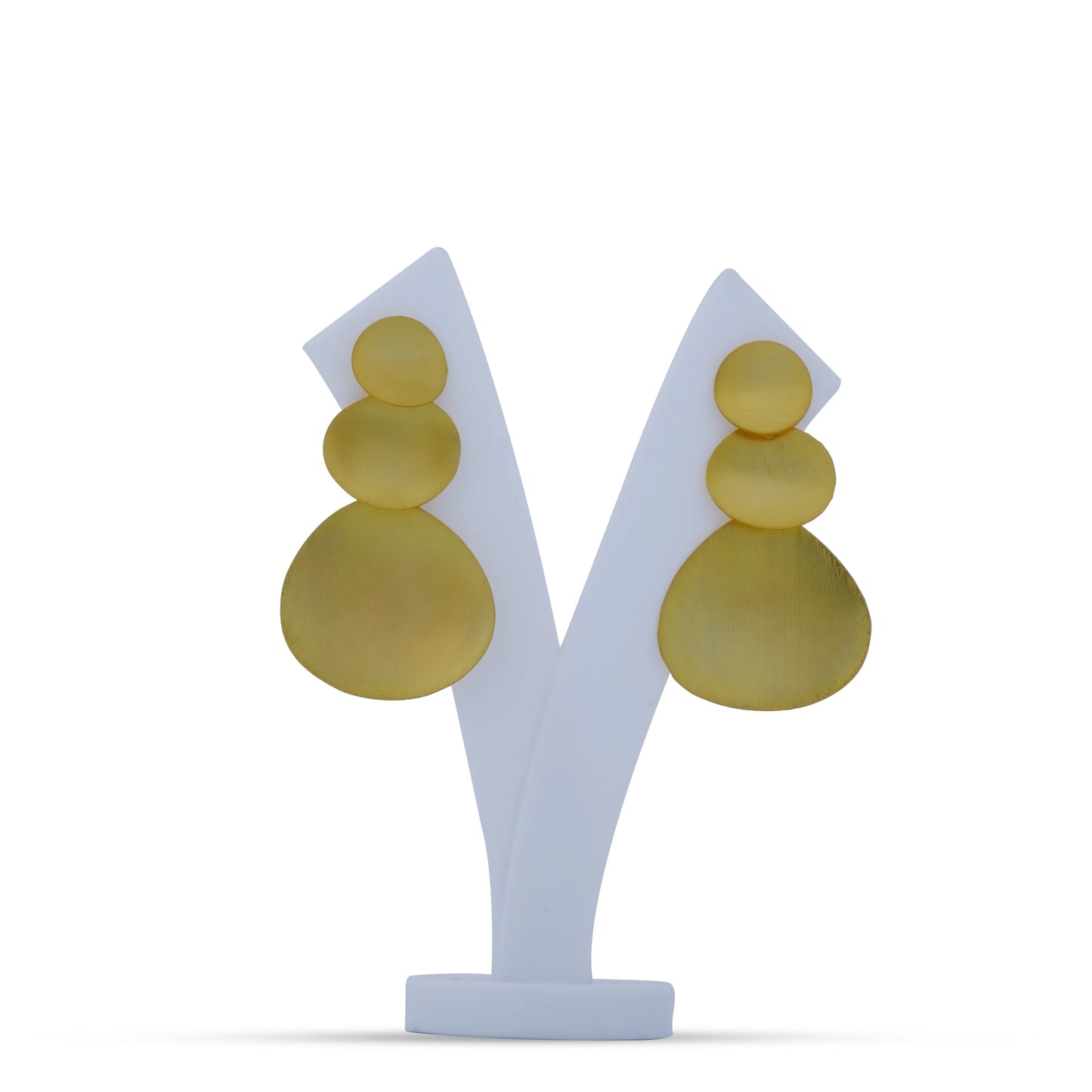 Matte Gold Triple Disc Tiered Statement Earrings