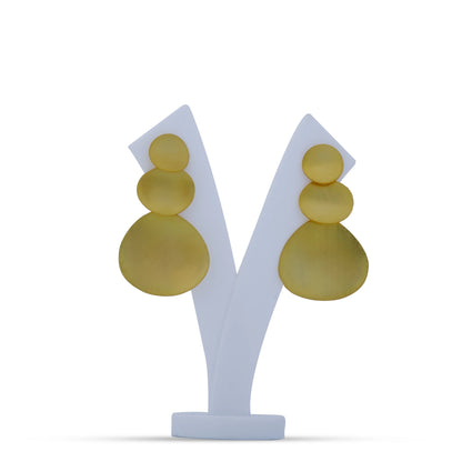 Matte Gold Triple Disc Tiered Statement Earrings