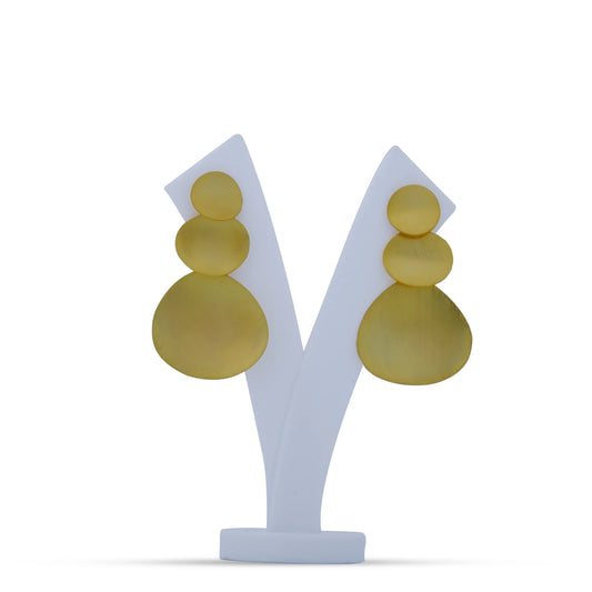 Matte Gold Triple Disc Tiered Statement Earrings