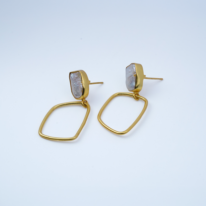 Baroque Pearl Geometric Square Drop Earrings