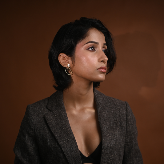 Baroque Pearl Geometric Square Drop Earrings