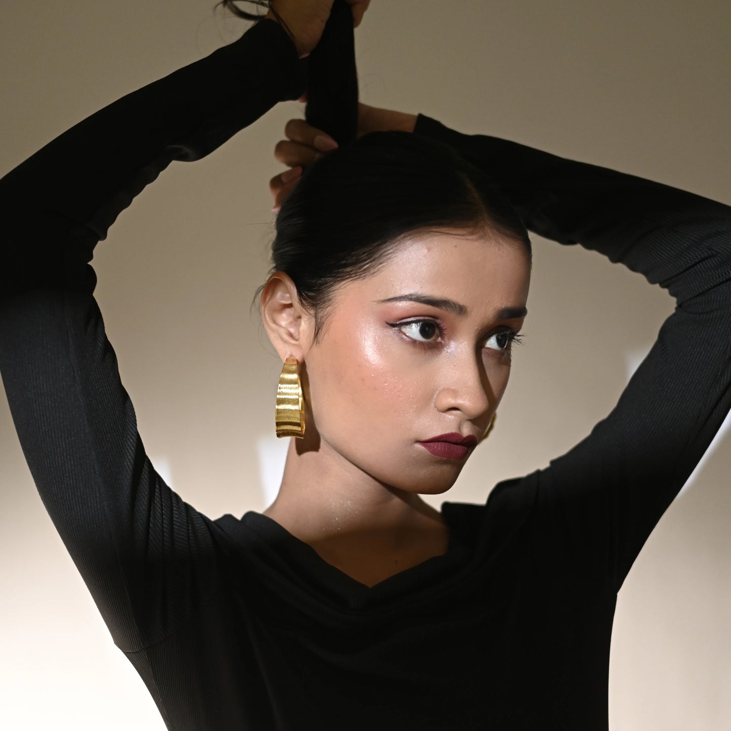 Artisanal Wavy Hammered Statement Hoops