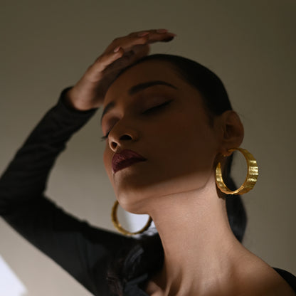 Artisanal Wavy Hammered Statement Hoops