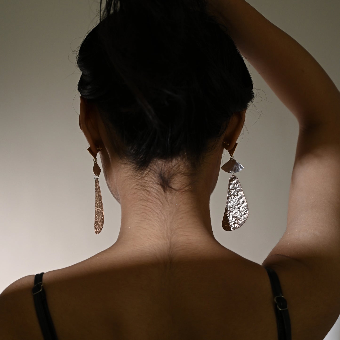 Statement Geometric Drop Earrings – Mixed Metal Finish