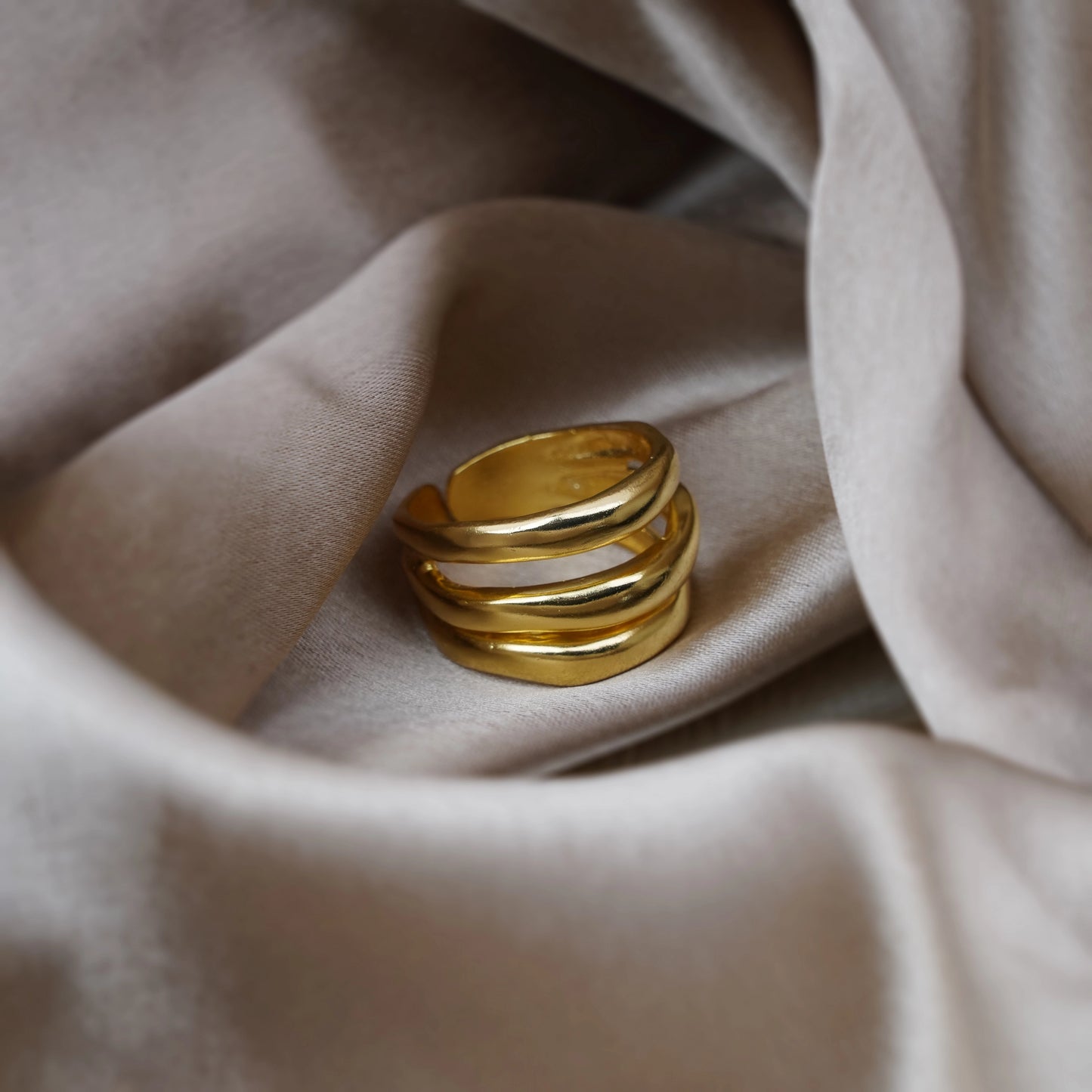 Minimalist Triple Tiered Statement Band Ring