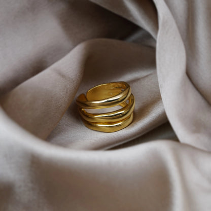 Minimalist Triple Tiered Statement Band Ring