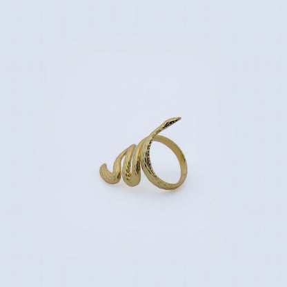Textured Serpent Spiral Statement Ring