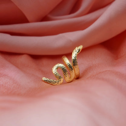 Textured Serpent Spiral Statement Ring