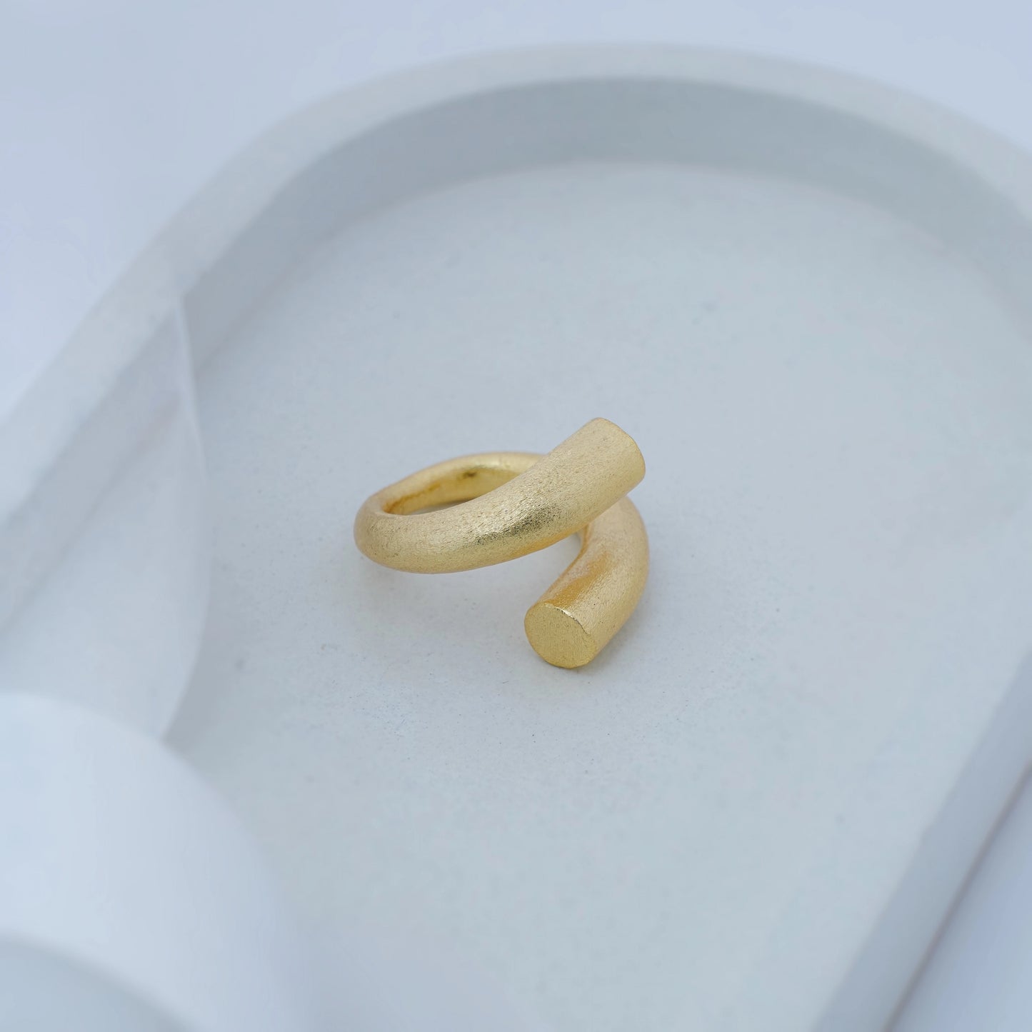 Minimalist Matte Architectural Spiral Wrap Ring