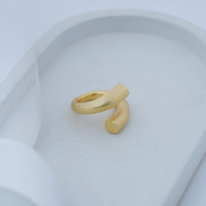Minimalist Matte Architectural Spiral Wrap Ring