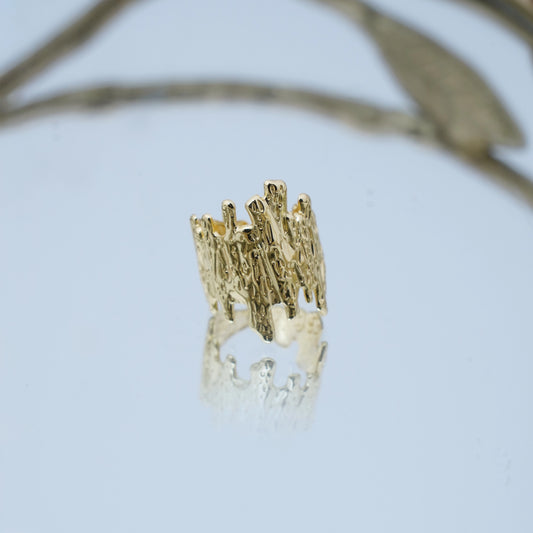 Abstract Molten Texture Jagged Statement Ring