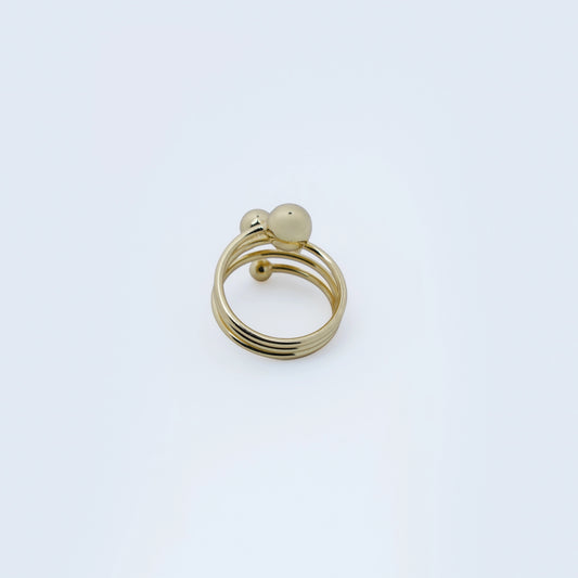 Golden Multi-Sphere Bubble Wrap Statement Ring