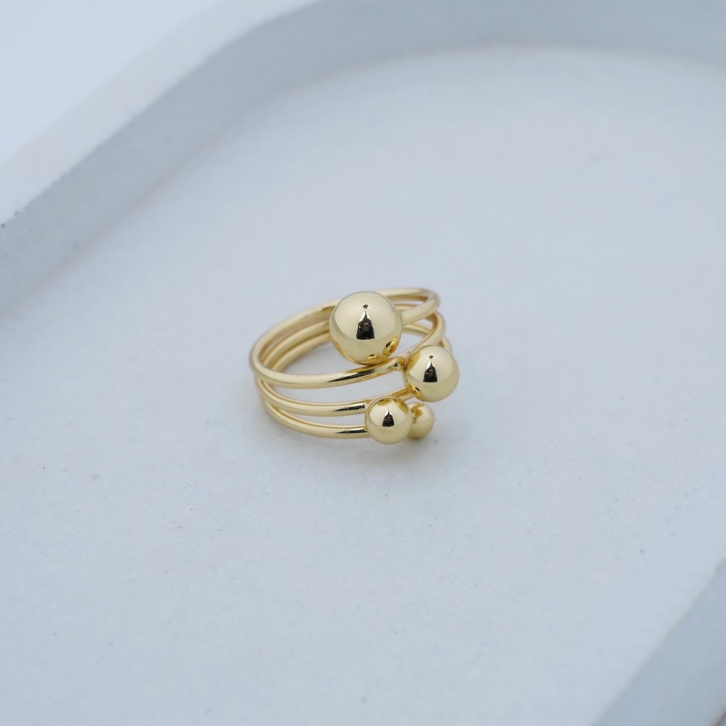 Golden Multi-Sphere Bubble Wrap Statement Ring