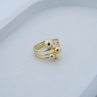 Golden Multi-Sphere Bubble Wrap Statement Ring
