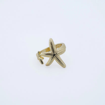 Golden Starfish Oceanic Statement Ring