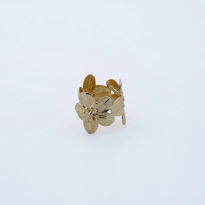 Golden Blossom Garden Statement Ring
