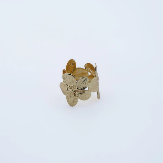 Golden Blossom Garden Statement Ring