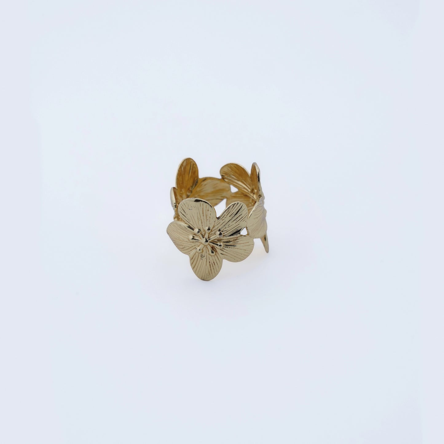 Golden Blossom Garden Statement Ring