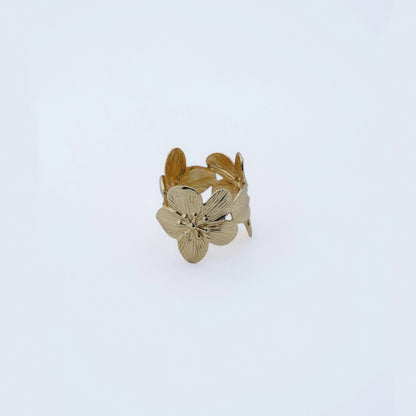 Golden Blossom Garden Statement Ring