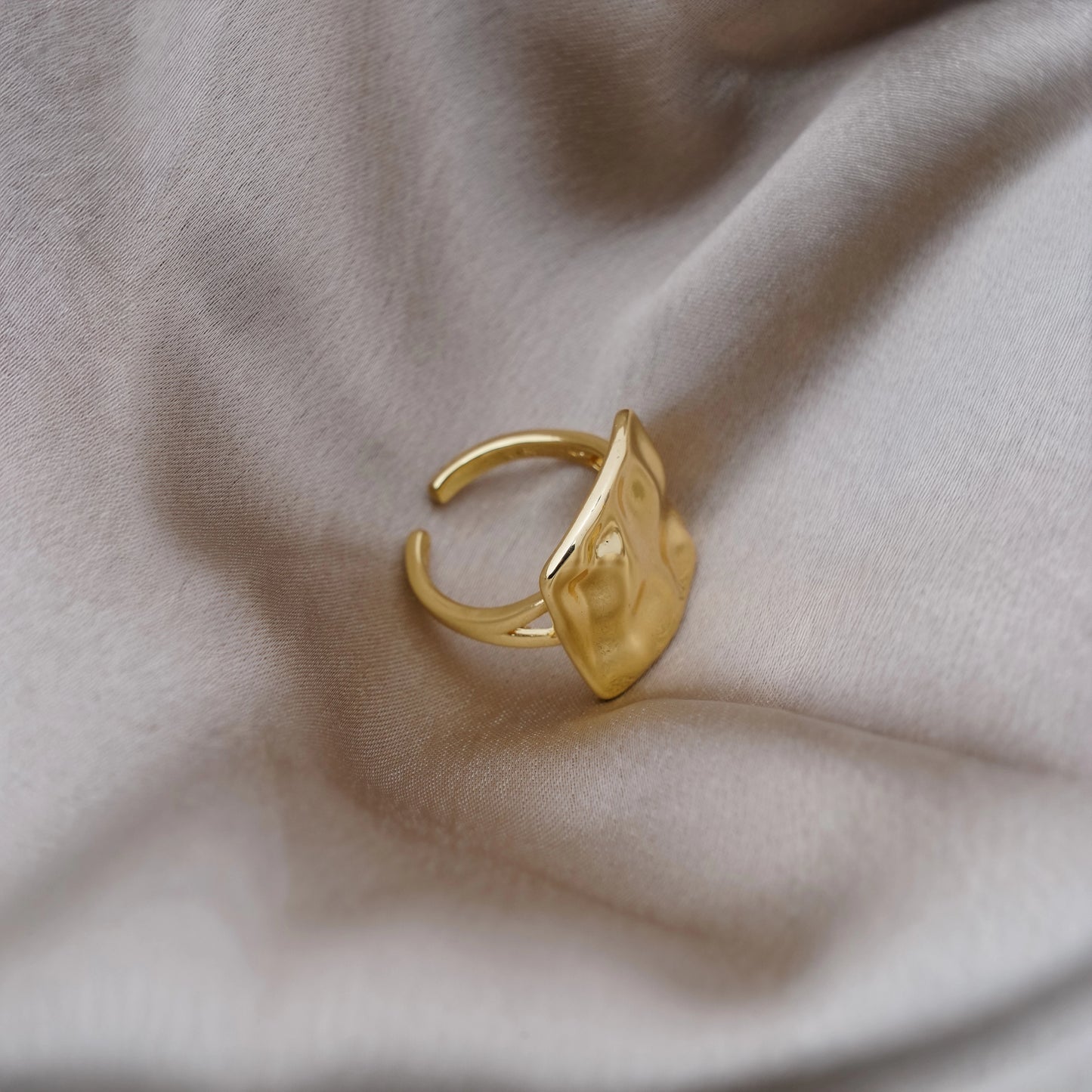 Textured Square Plate Minimalist Statement Ring