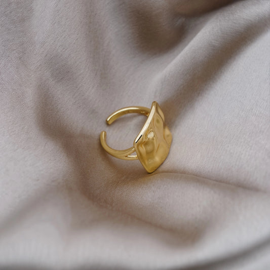 Textured Square Plate Minimalist Statement Ring