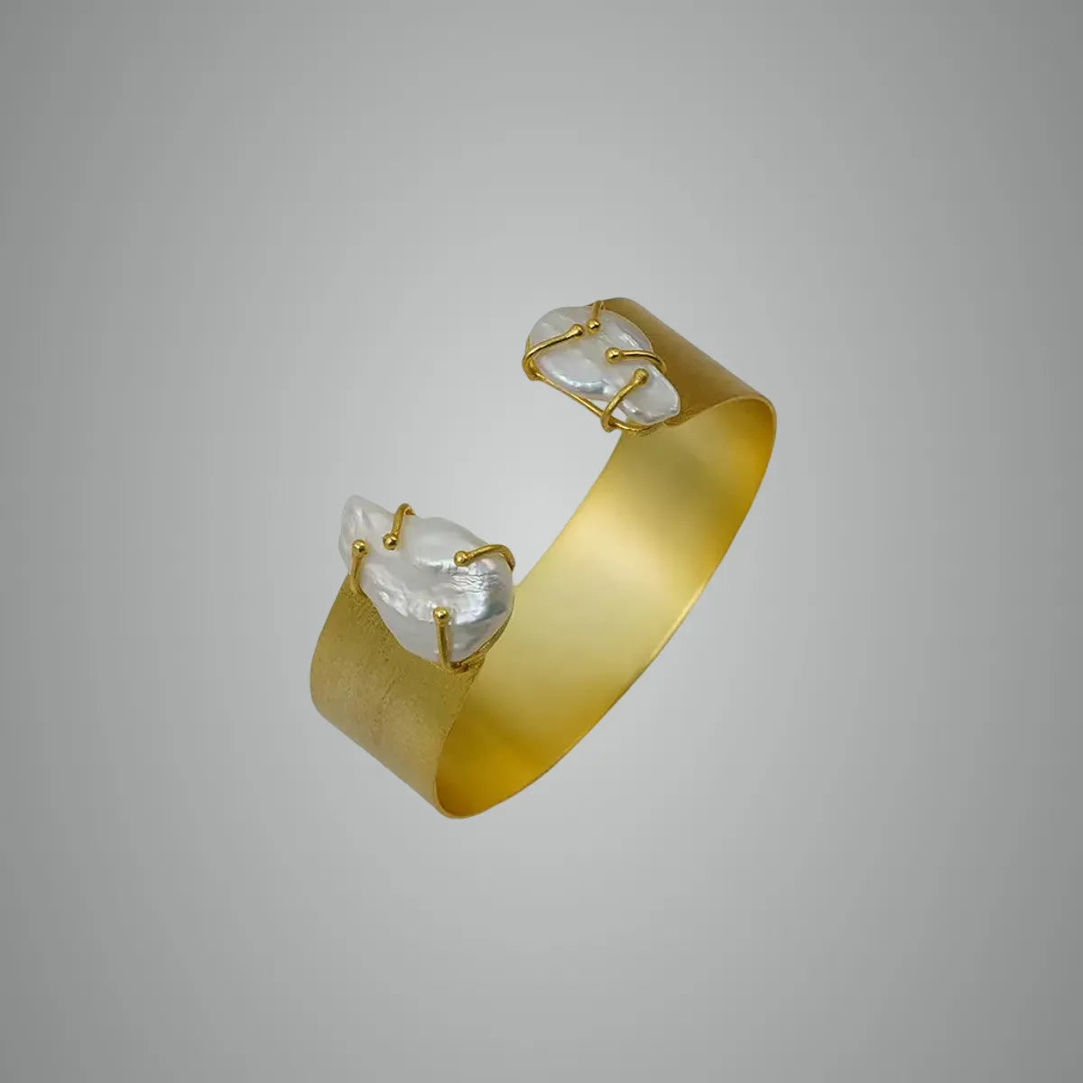 Matte Pearl End Cuff 18K Gold Plated Anti Tarnish