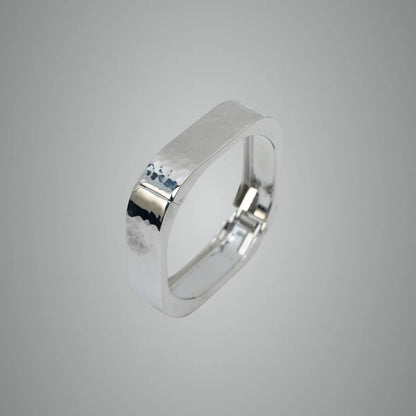Hammered Sculpt Silver Cuff Anti Tarnish