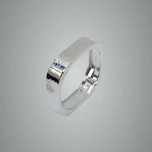 Hammered Sculpt Silver Cuff Anti Tarnish